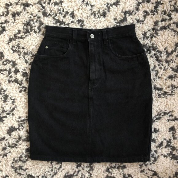 90s vintage Gitano black denim pencil skirt - Picture 1 of 4